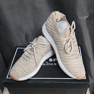 J Slides Beige Knit Athletic Shoes